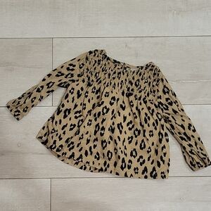 Carters 18M Toddler Girls Cotton Leopard Print Long Sleeve Top Khaki Black